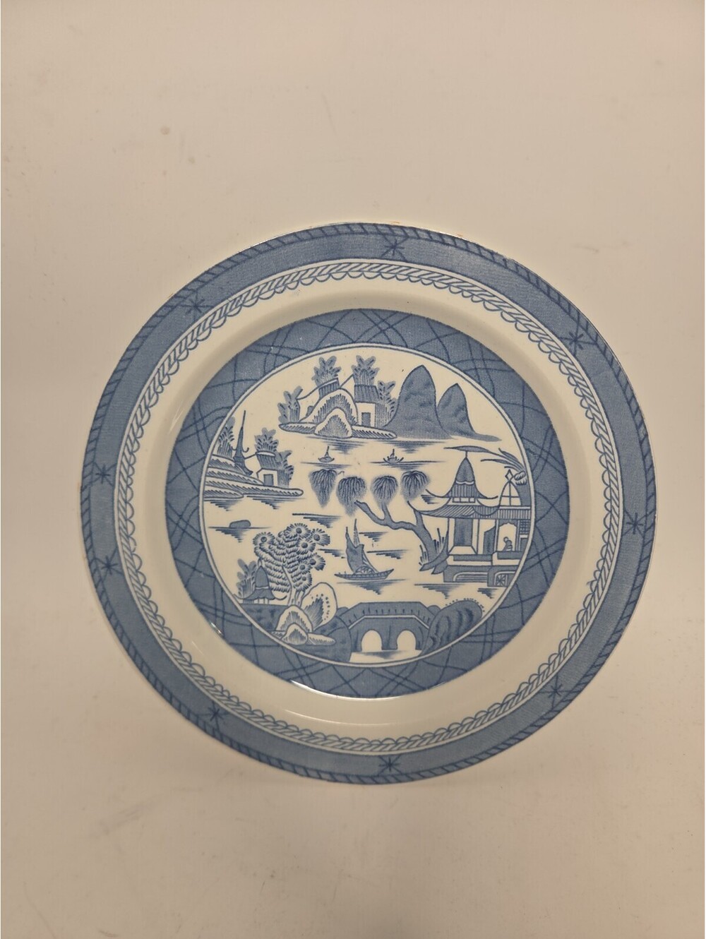 Vintage Woods Ware Canton Wood & Sons England Blue White 10" Dinner Plate